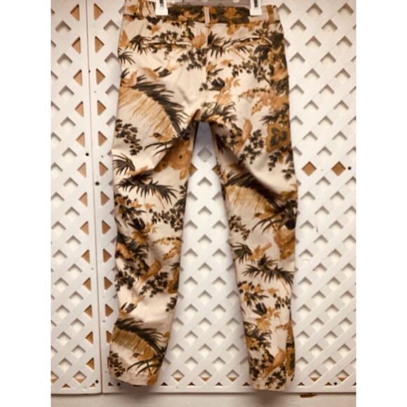 25P Chino by Anthropologie Tropical Bird Pants Dress Stripe Tan Relaxed Stretch - Picture 7 of 16